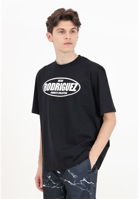 Men's black short-sleeved T-shirt with maxi logo print DIEGO RODRIGUEZ | DR9000NERO